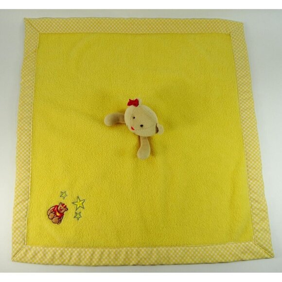 Vintage Lovey Baby Blanket with Plush Bear Head Yellow Fleece - Picture 8 of 12